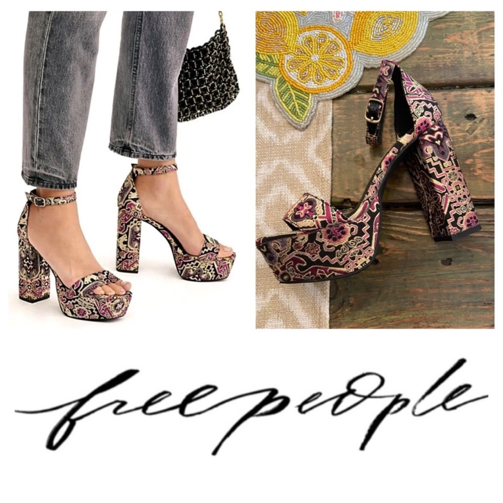 Free People Multicolor Patterned Platform Sandals